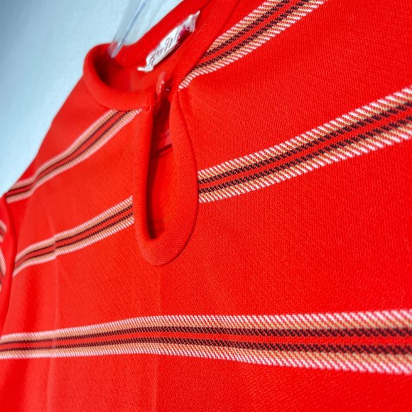 Vintage KAY WINDSOR Womens 14 Red Striped Top Keyhole Three-Quarter Sleeves - Picture 2 of 10